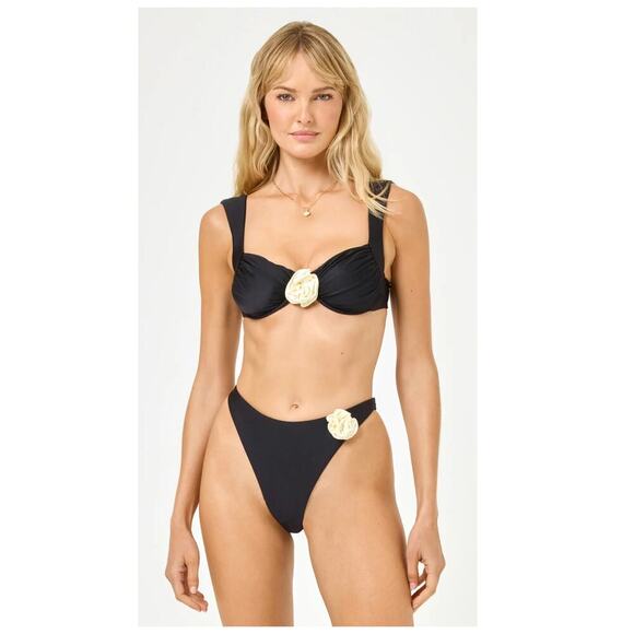 L Space Leilani Rose Appliqué High Cut Bikini Bottoms Size XS - Picture 12 of 12